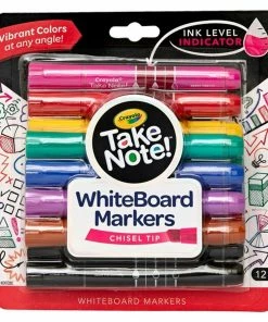 Crayola 12 Take Note Chisel Tip Whiteboard Markers