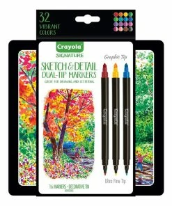 Crayola 16 Signature Sketch & Detail Dual-Tip Markers