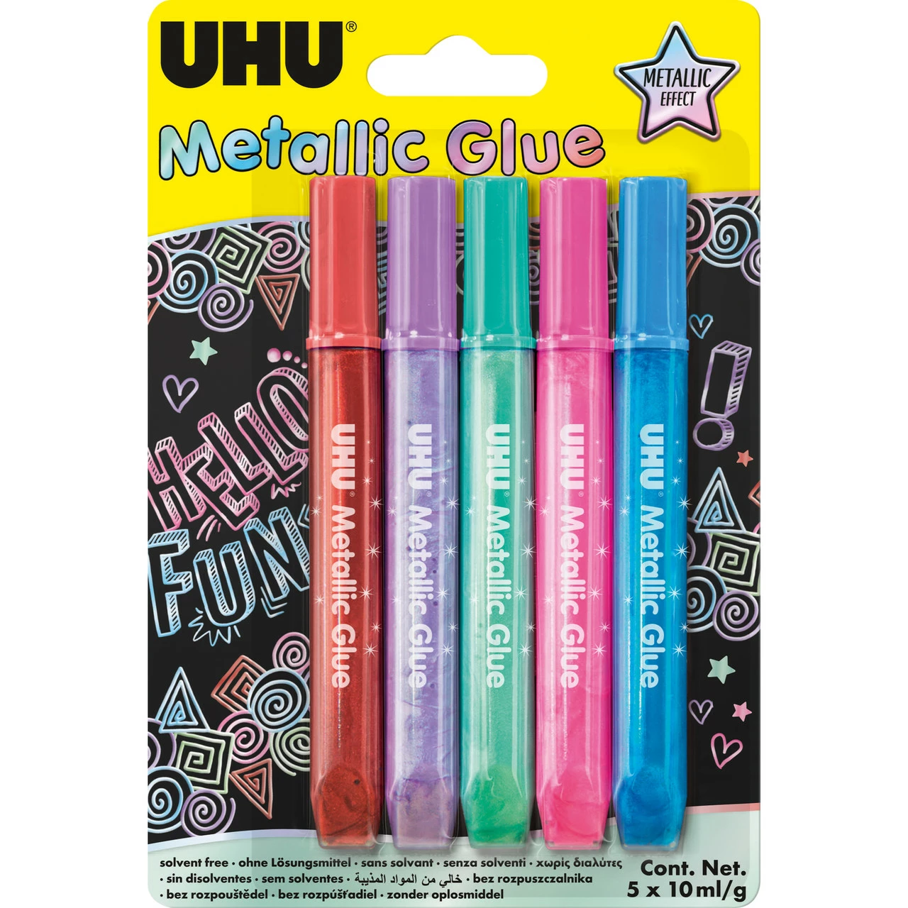 UHU Metallic Glue 10mL - Card Of 5