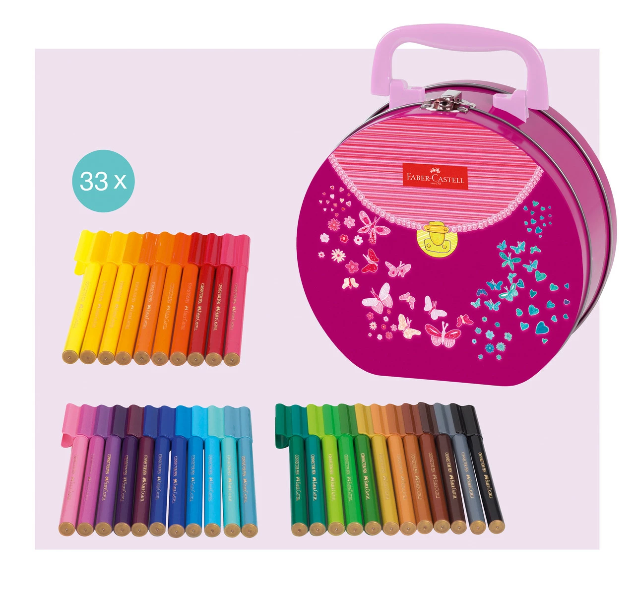33 Faber-Castell Connector Pen Colour Markers Handbag Tin - Image 2